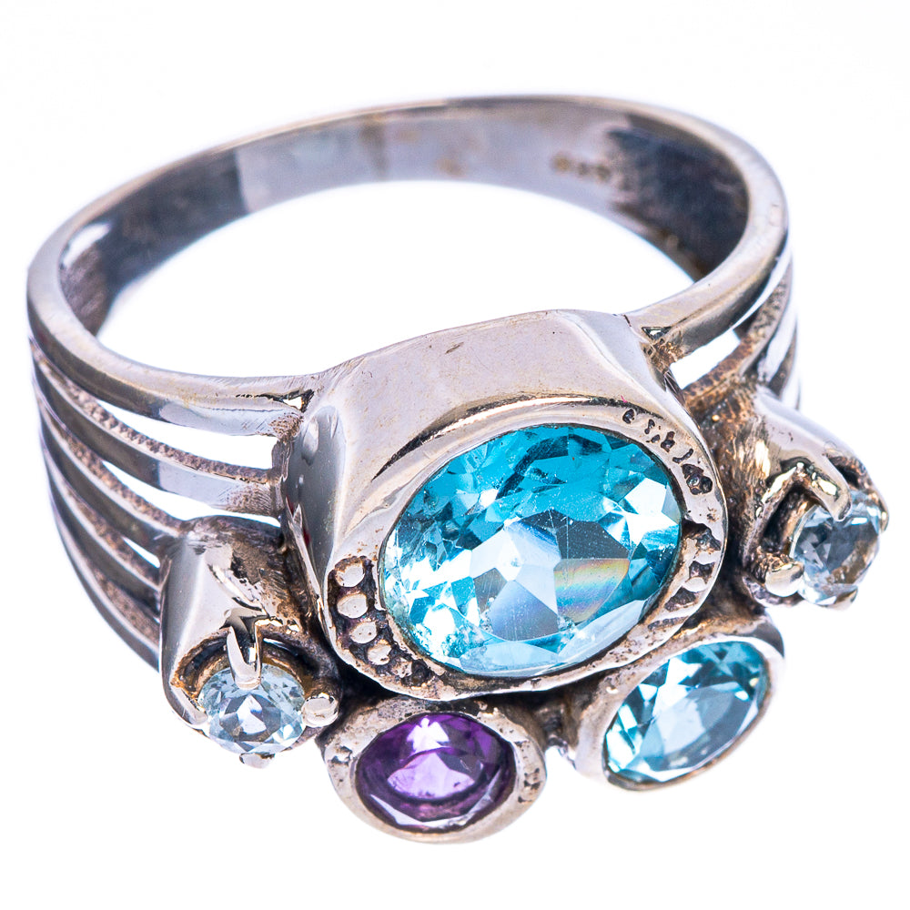 Blue Topaz, Amethyst Ring Size 8 (925 Sterling Silver) R147237