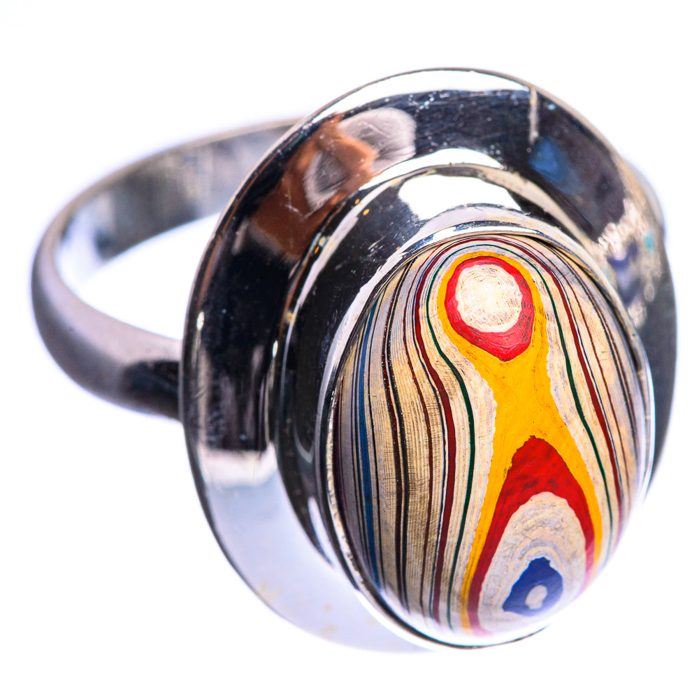 Rainbow Calsilica 925 Sterling Silver Ring Size 10.75