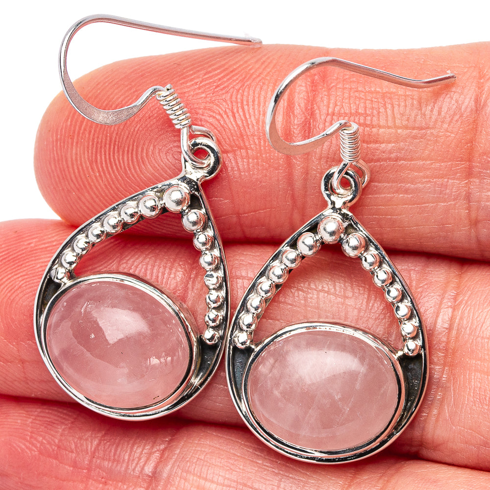 Premium Rose Quartz Earrings 1 1/2" (.925 Sterling Silver)