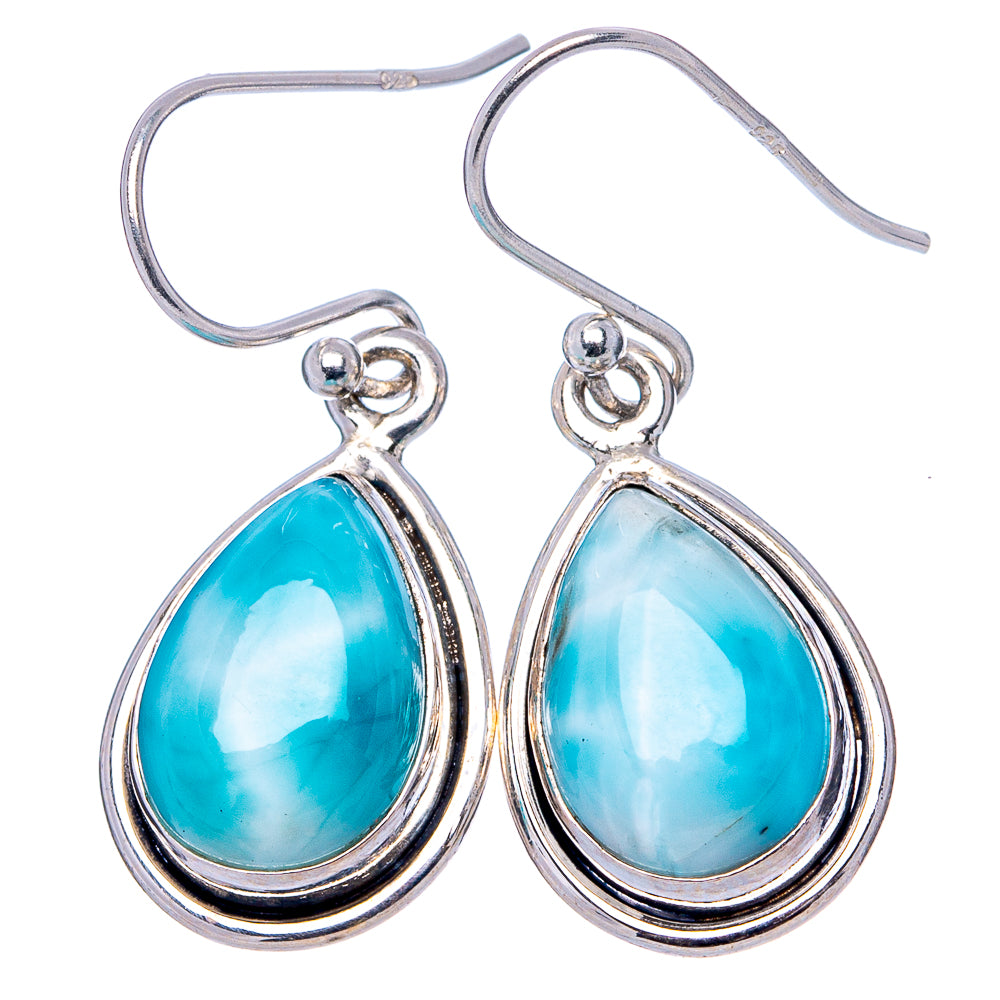 Rare Larimar Earrings 1 1/4" (.925 Sterling Silver)