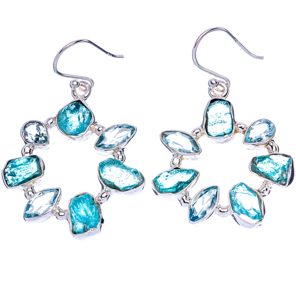 Premium Rough Apatite Earrings 1 5/8" (925 Sterling Silver) E1238