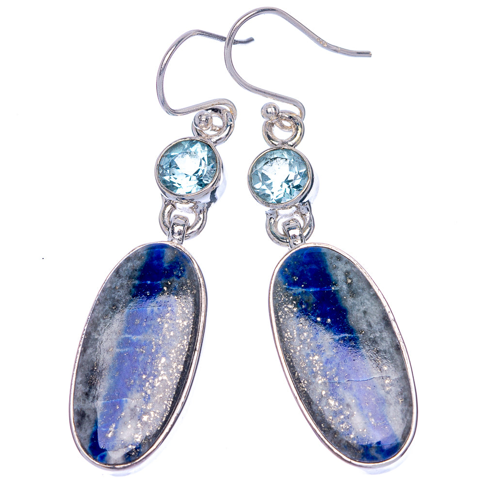 Sodalite, Blue Topaz Earrings 2" (925 Sterling Silver) E433054
