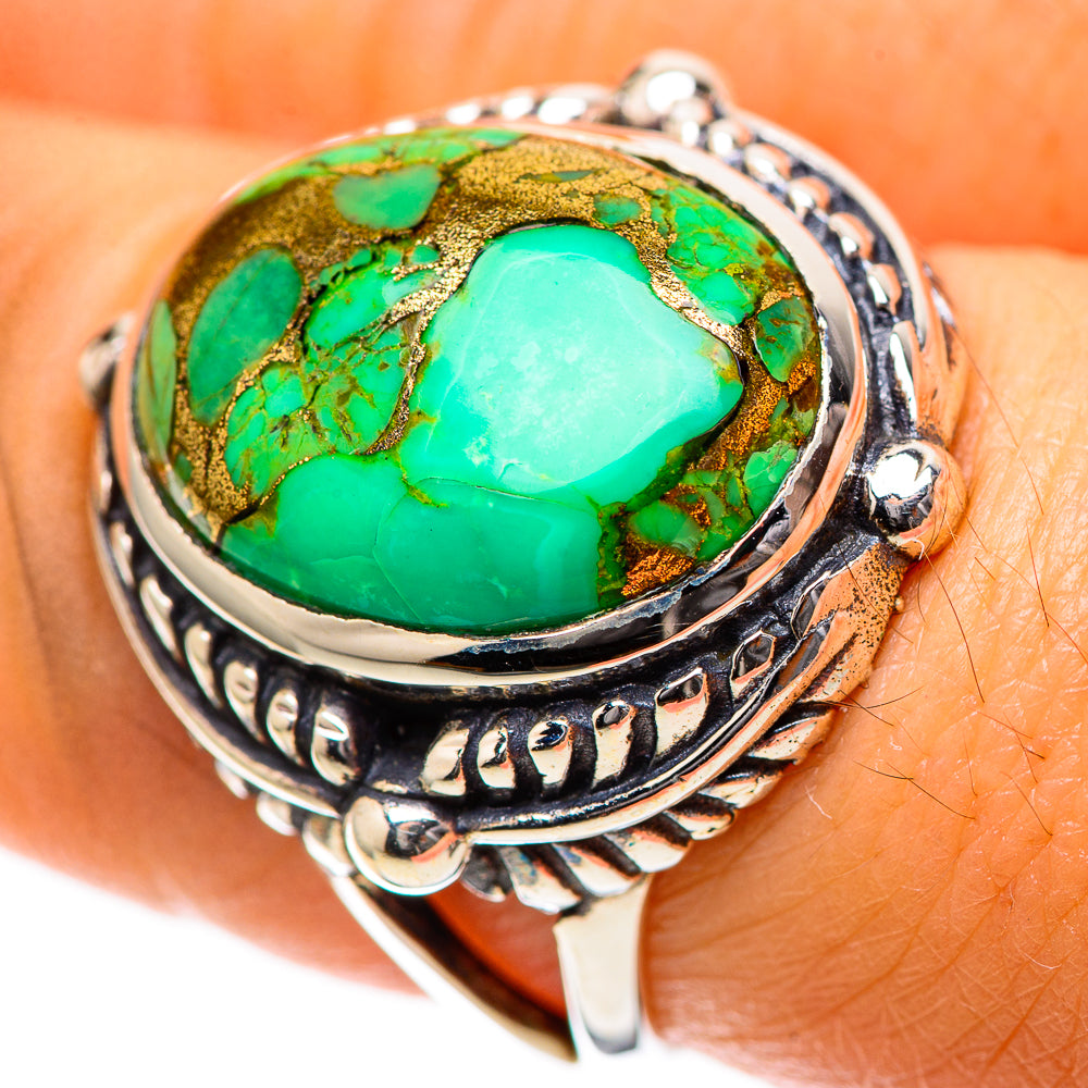 Blue Copper Composite Turquoise Ring Size 7.25 (925 Sterling Silver) RING139176