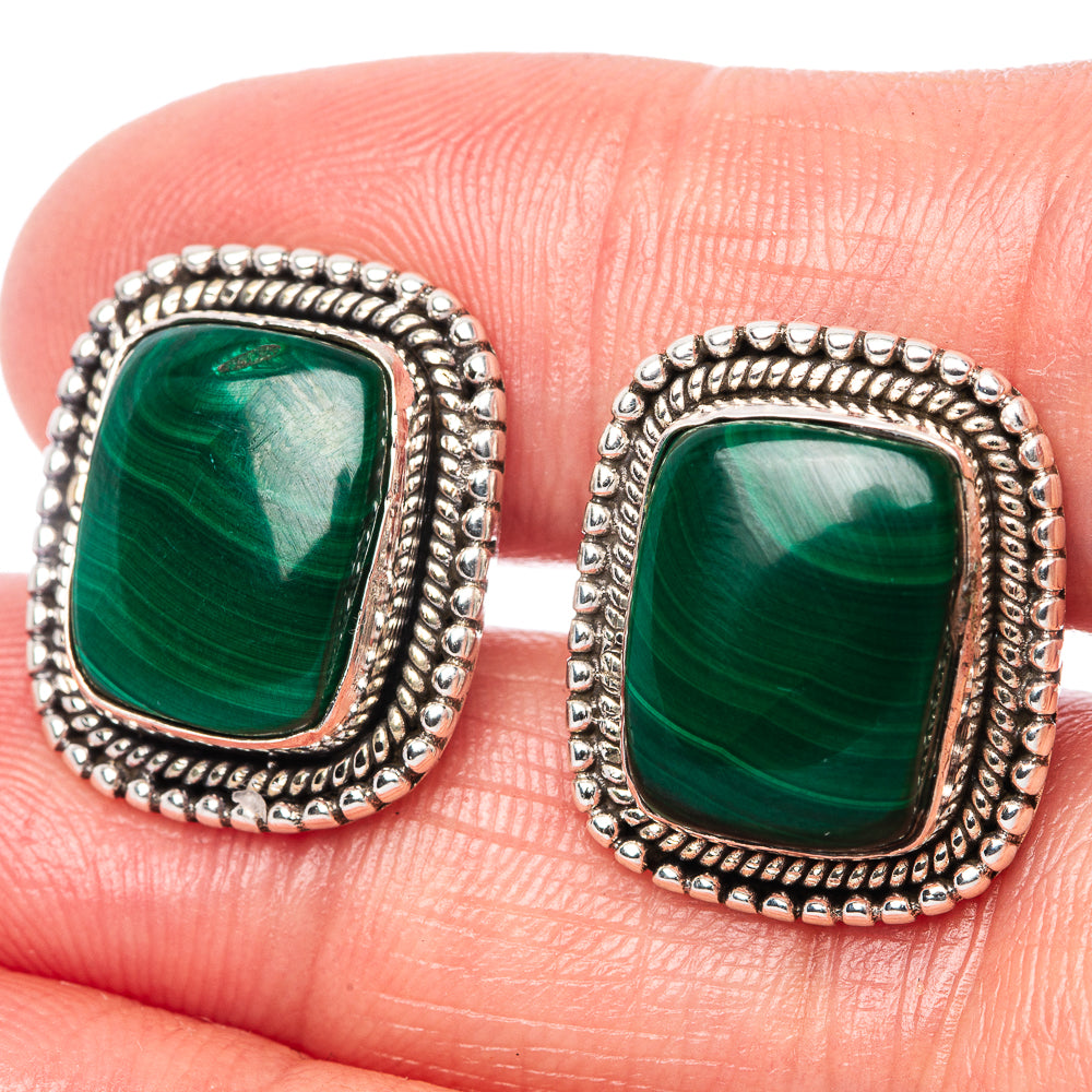 Malachite Earrings 3/4" (925 Sterling Silver) E1506