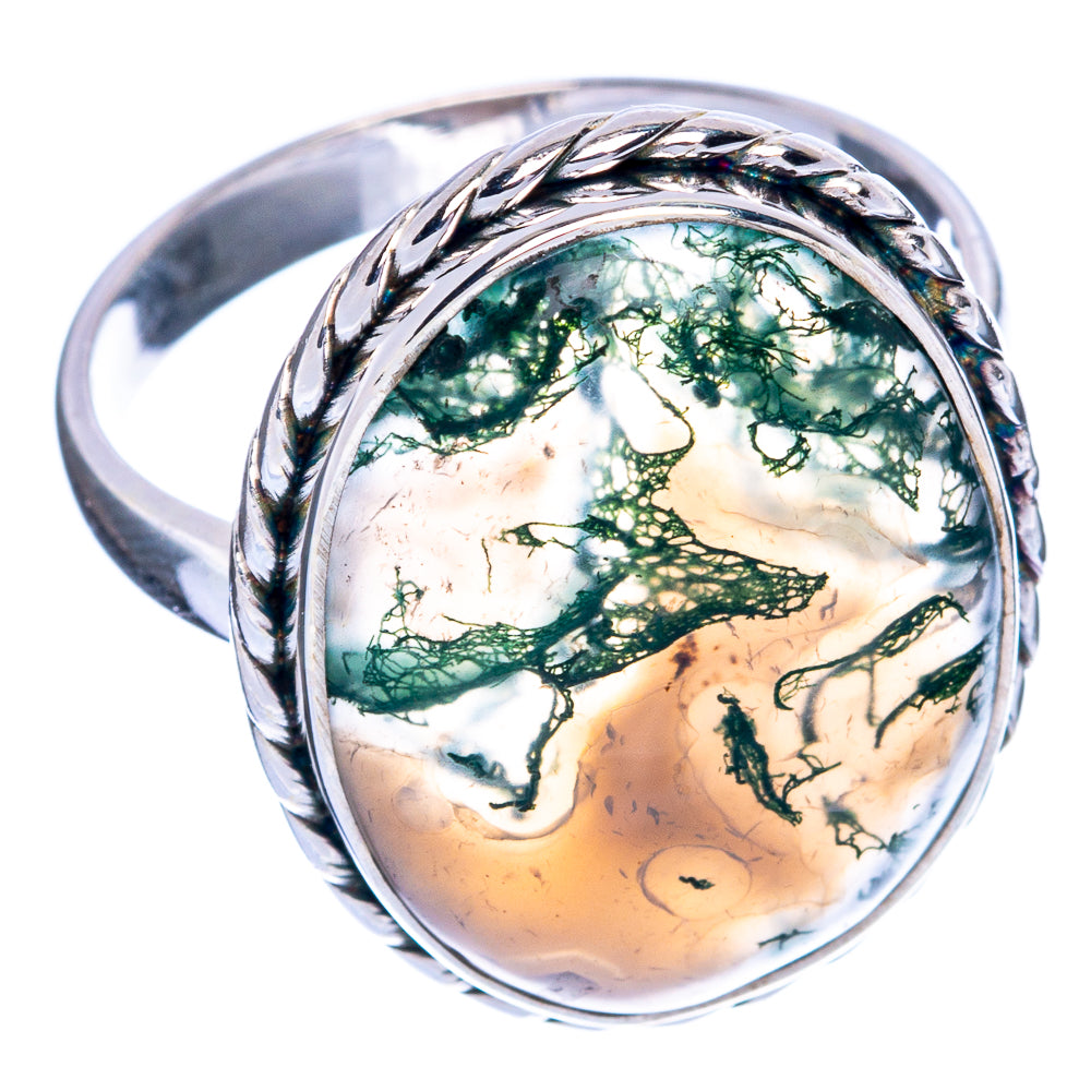 Green Moss Agate Ring Size 11 (925 Sterling Silver) R144450
