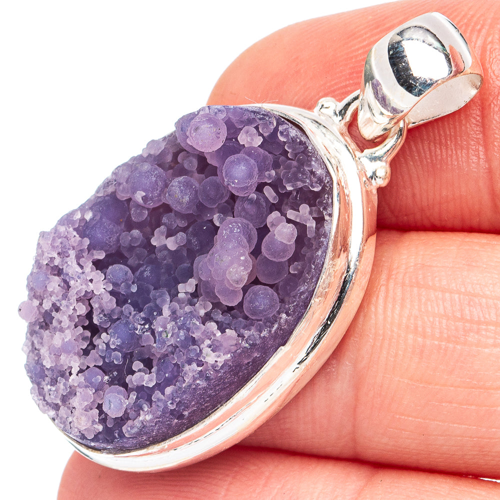 Rare Grape Agate (Chalcedony) Pendant 1 1/2" (925 Sterling Silver) P45189