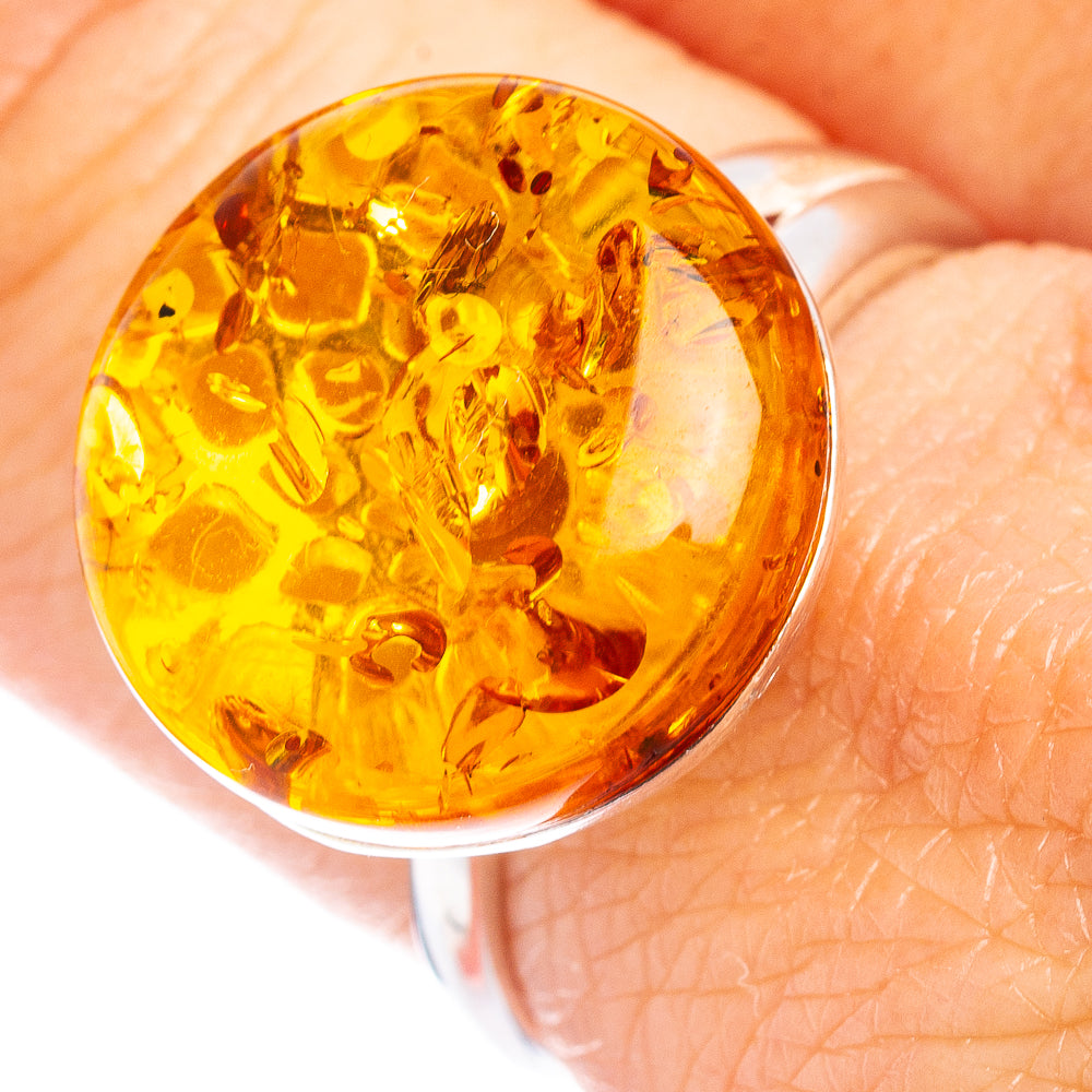 Baltic Amber Ring Size 7 Adjustable (.925 Sterling Silver)