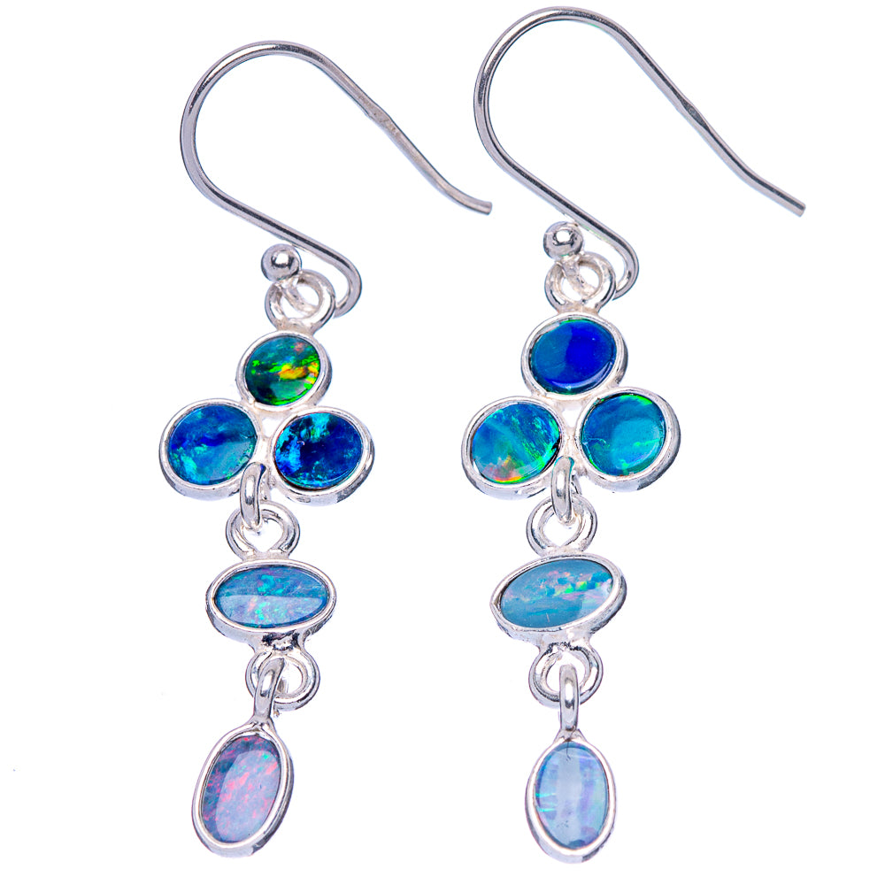 Rare Doublet Opal Earrings 1 5/8" (925 Sterling Silver) E1654