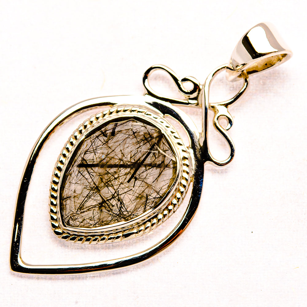 Premium Tourmalinated Quartz 925 Sterling Silver Pendant 1 5/8" (925 Sterling Silver) PD37780