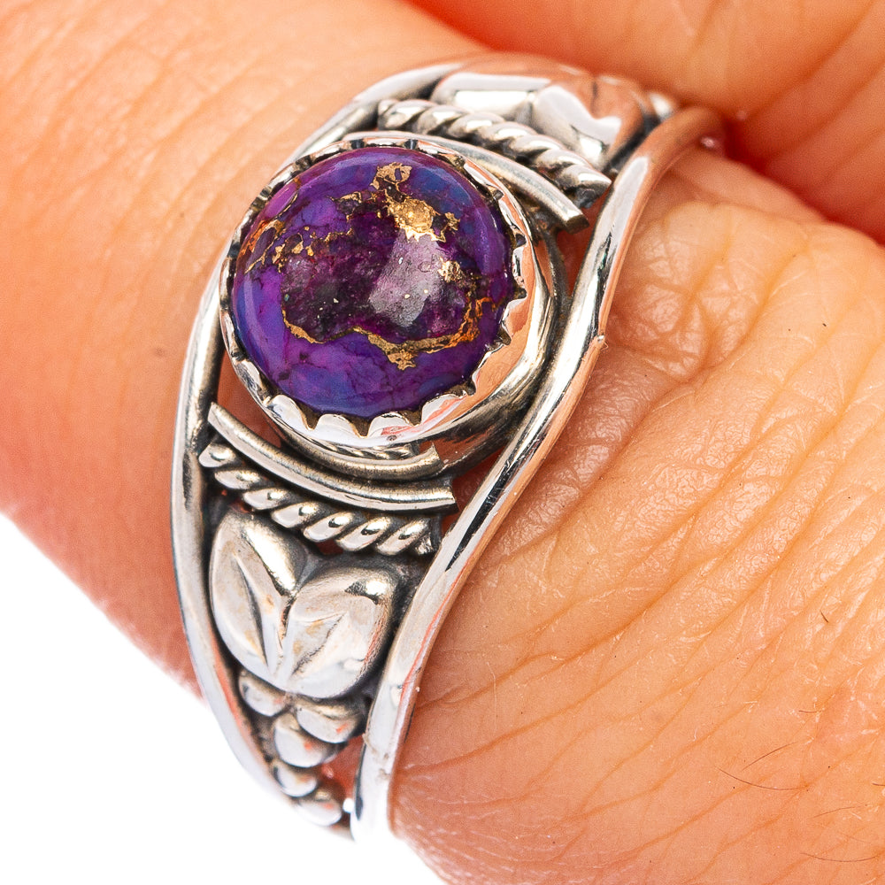 Purple Copper Composite Turquoise Dainty Ring Size 7.75 (925 Sterling Silver) R145661