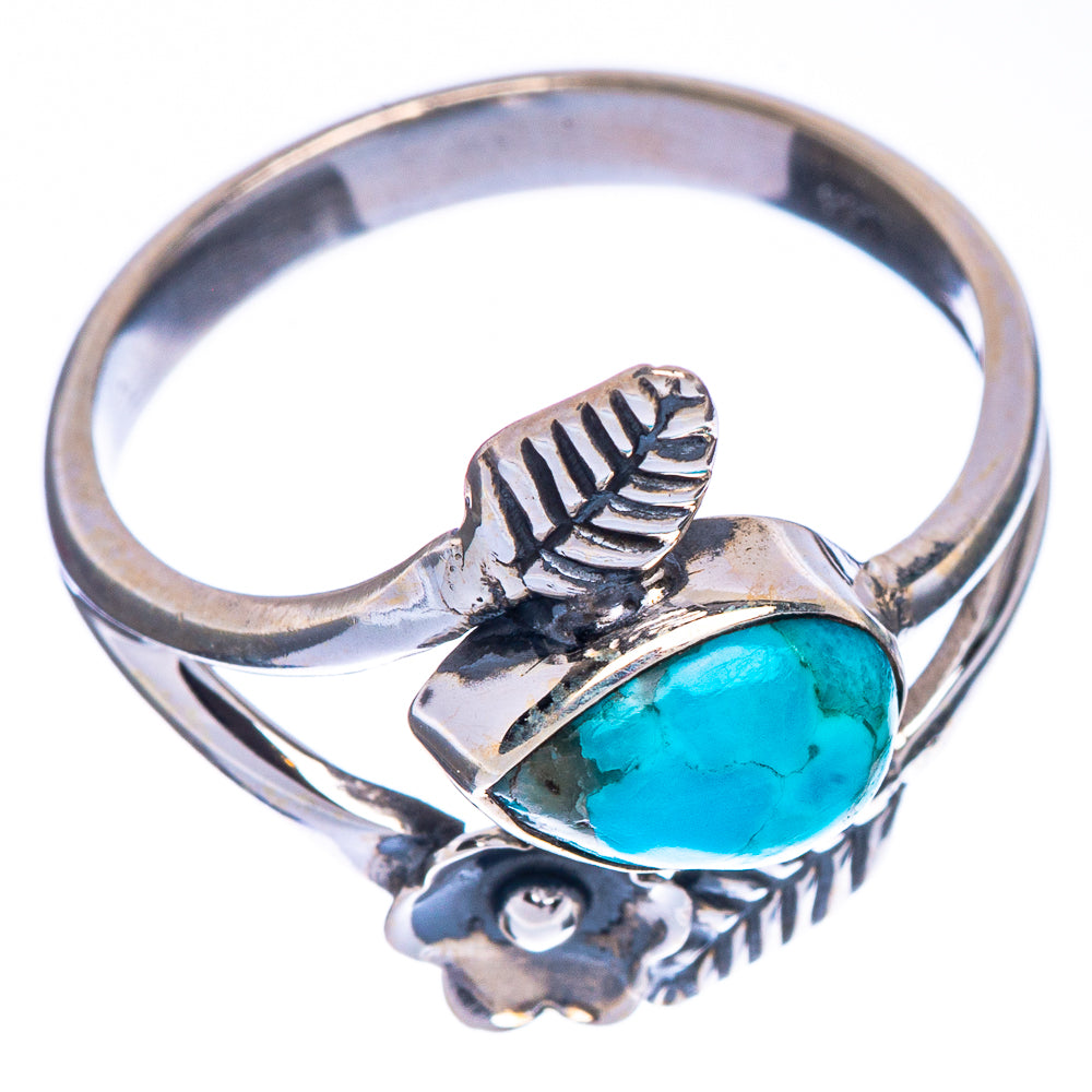 Tibetan Turquoise Flower Ring Size 8 (925 Sterling Silver) R147218