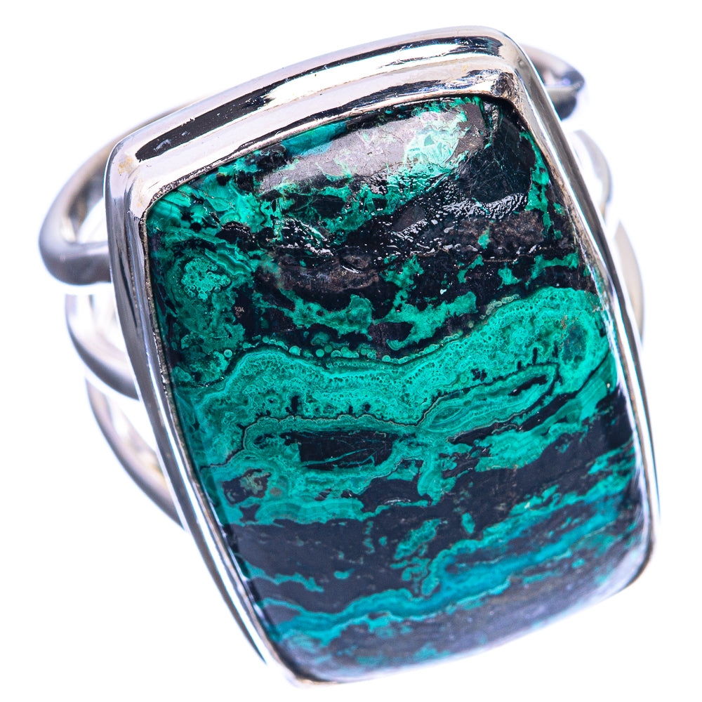 Large Malachite In Chrysocolla 925 Sterling Silver Ring Size 9