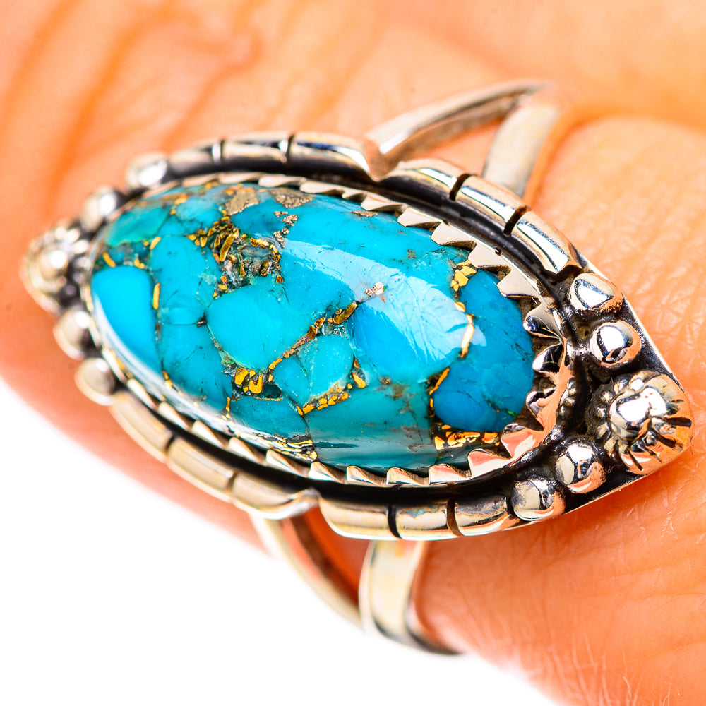 Blue Copper Composite Turquoise Ring Size 8.5 (925 Sterling Silver) RING139820