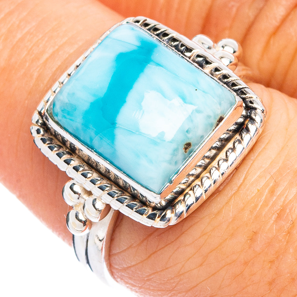 Rare Larimar Ring Size 7.5 (.925 Sterling Silver)
