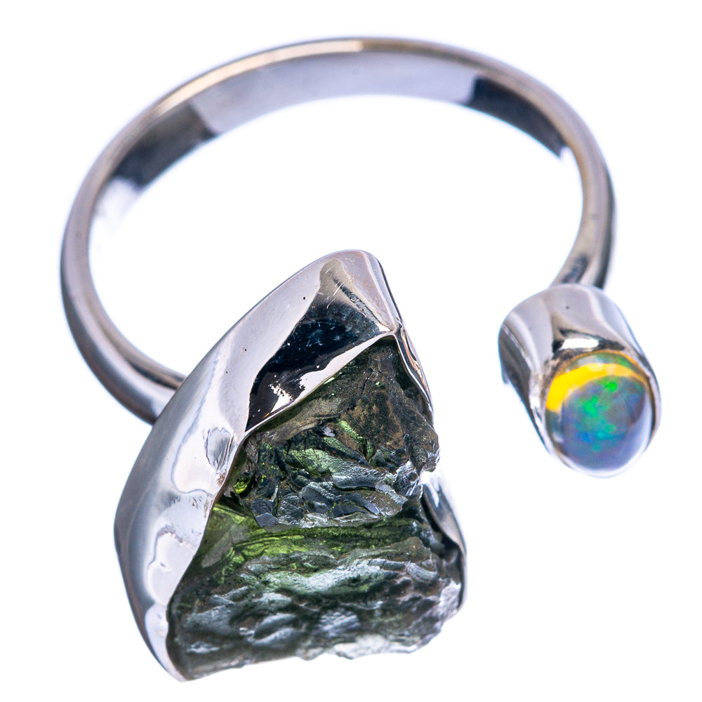 Rare Czech Moldavite, Ethiopian Opal Ring Size 7 (925 Sterling Silver) R146446