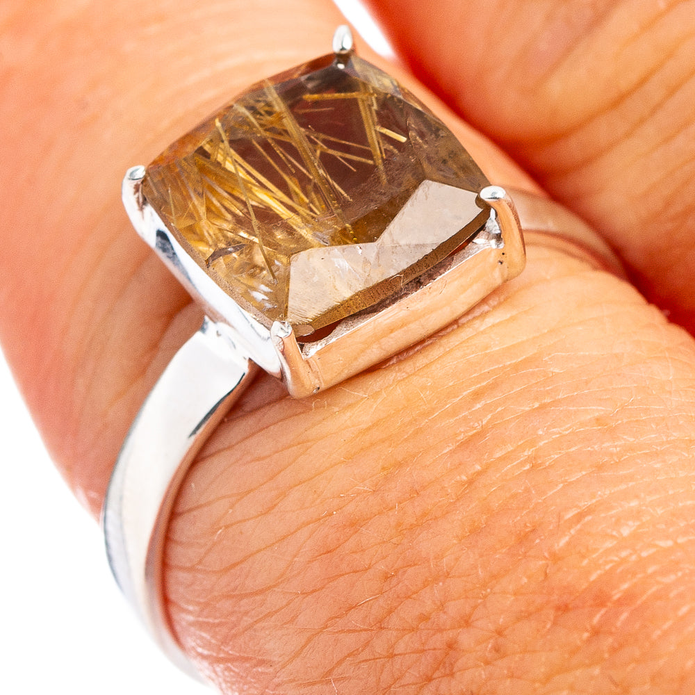 Rutilated Quartz Ring Size 8 (.925 Sterling Silver)