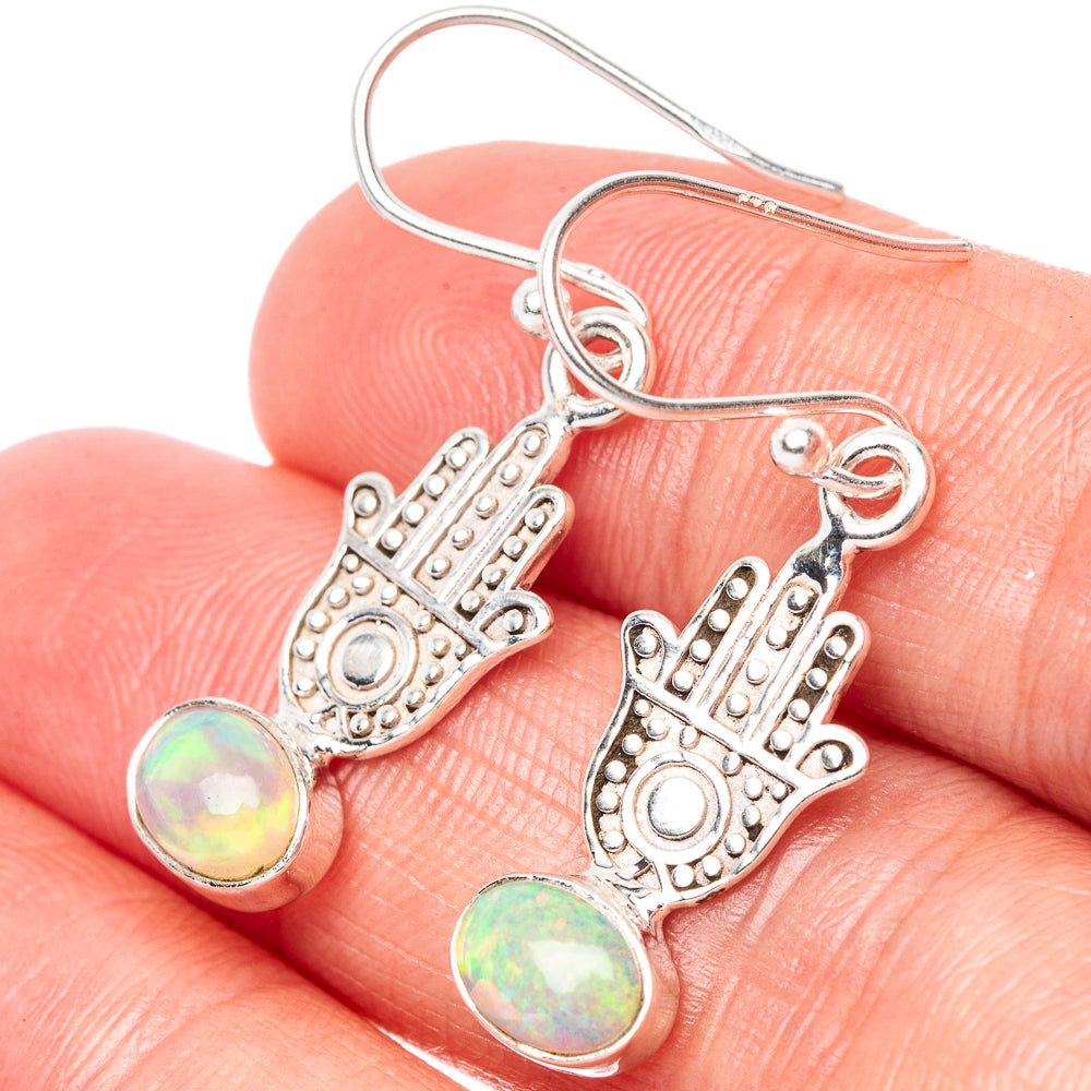 Rare Ethiopian Opal Peace Earrings 1 3/8" (925 Sterling Silver) E1494