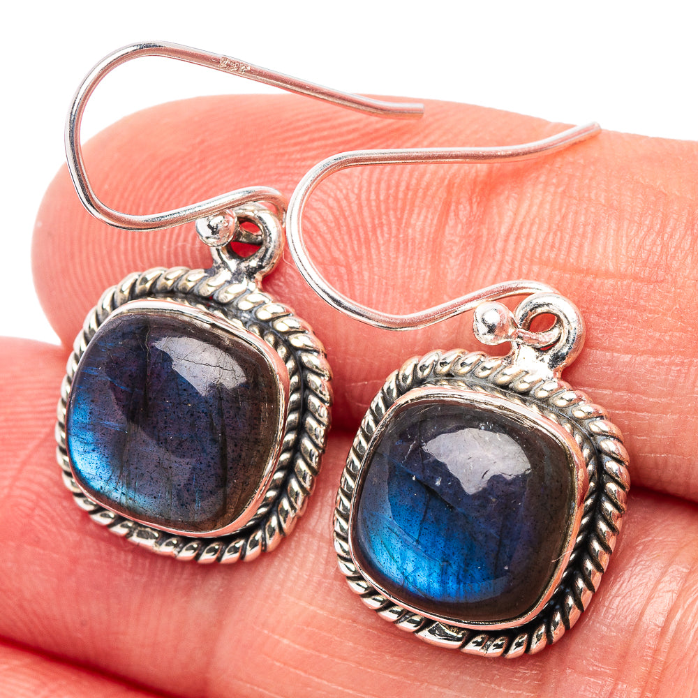 Labradorite Earrings 1 1/8" (.925 Sterling Silver)