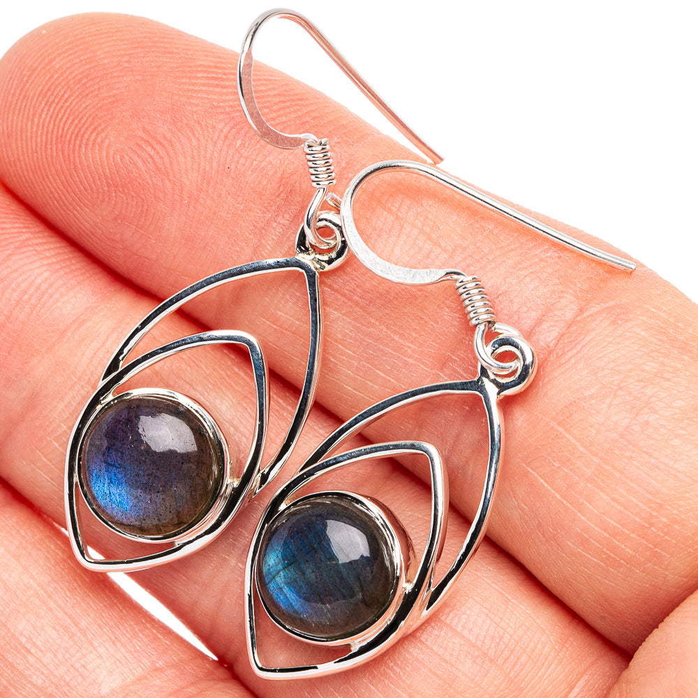 Labradorite 925 Sterling Silver Premium Earrings 1 5/8" (925 Sterling Silver) E2254