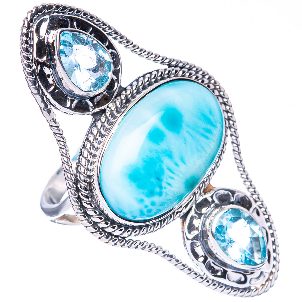 Signature Larimar, Blue Topaz Ring Size 8 (925 Sterling Silver) R2551
