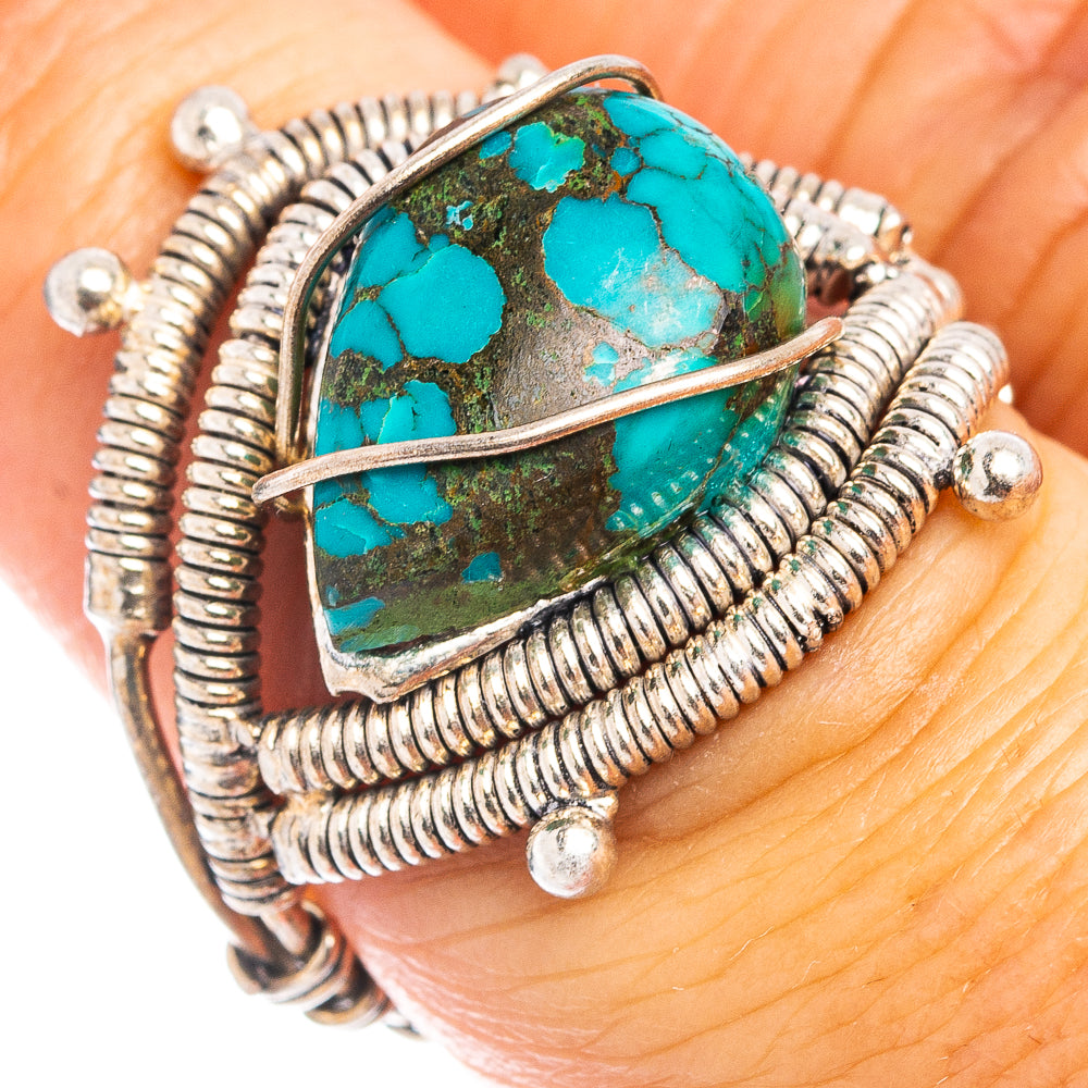 (Classic Series) Blue Copper Turquoise Ring Size 6.25 (.925 Sterling Silver)