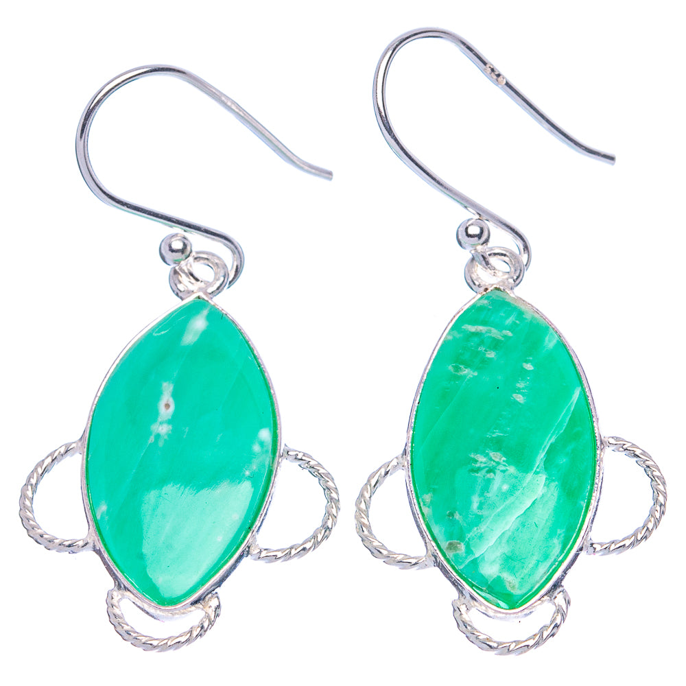 Variscite 925 Sterling Silver Earrings 1 1/2" (925 Sterling Silver) E1987