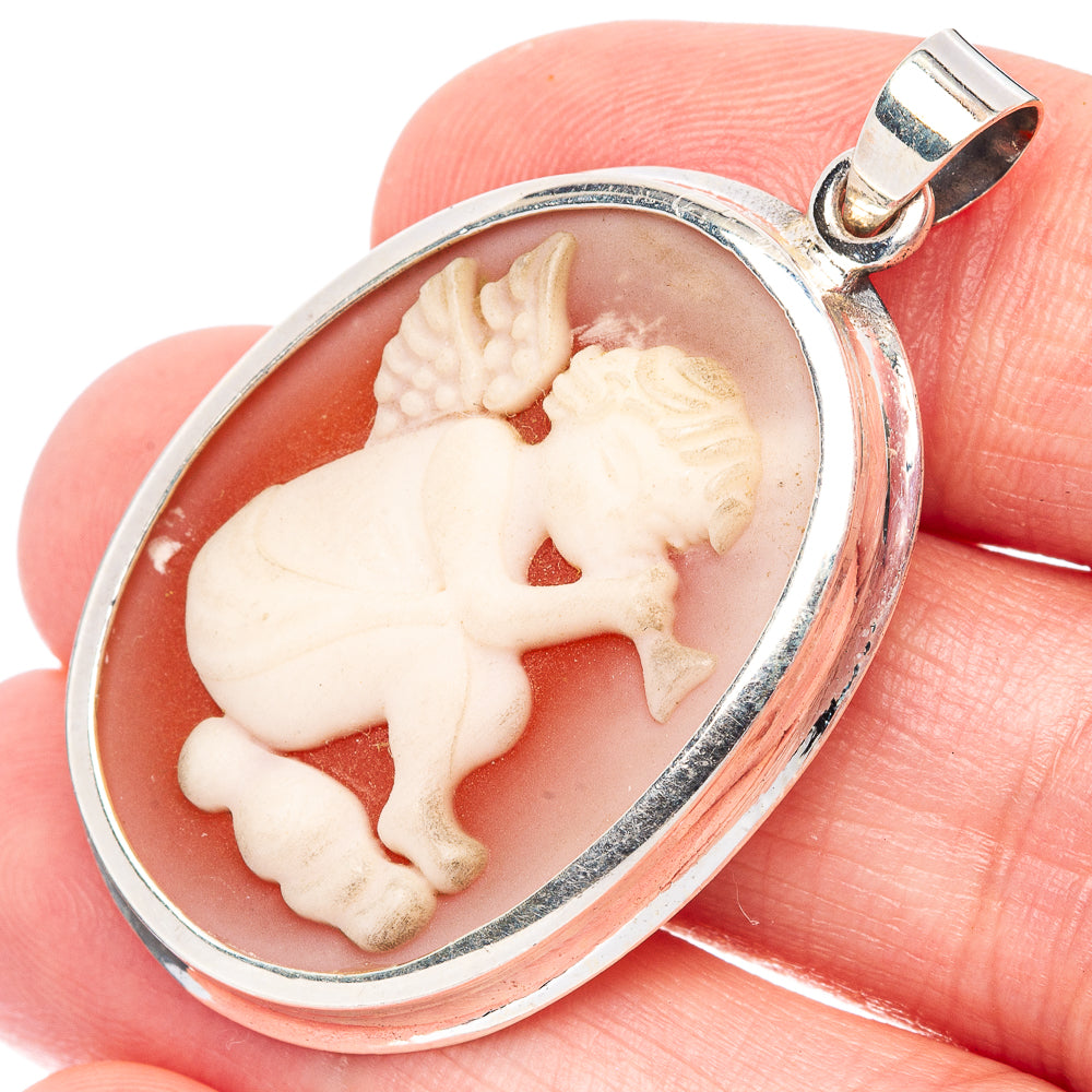 Cameo Angel Pendant 1 5/8" (925 Sterling Silver) P44399