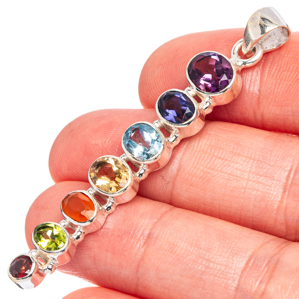 Rainbow Chakra Pendant 2 1/4" (925 Sterling Silver) P43356