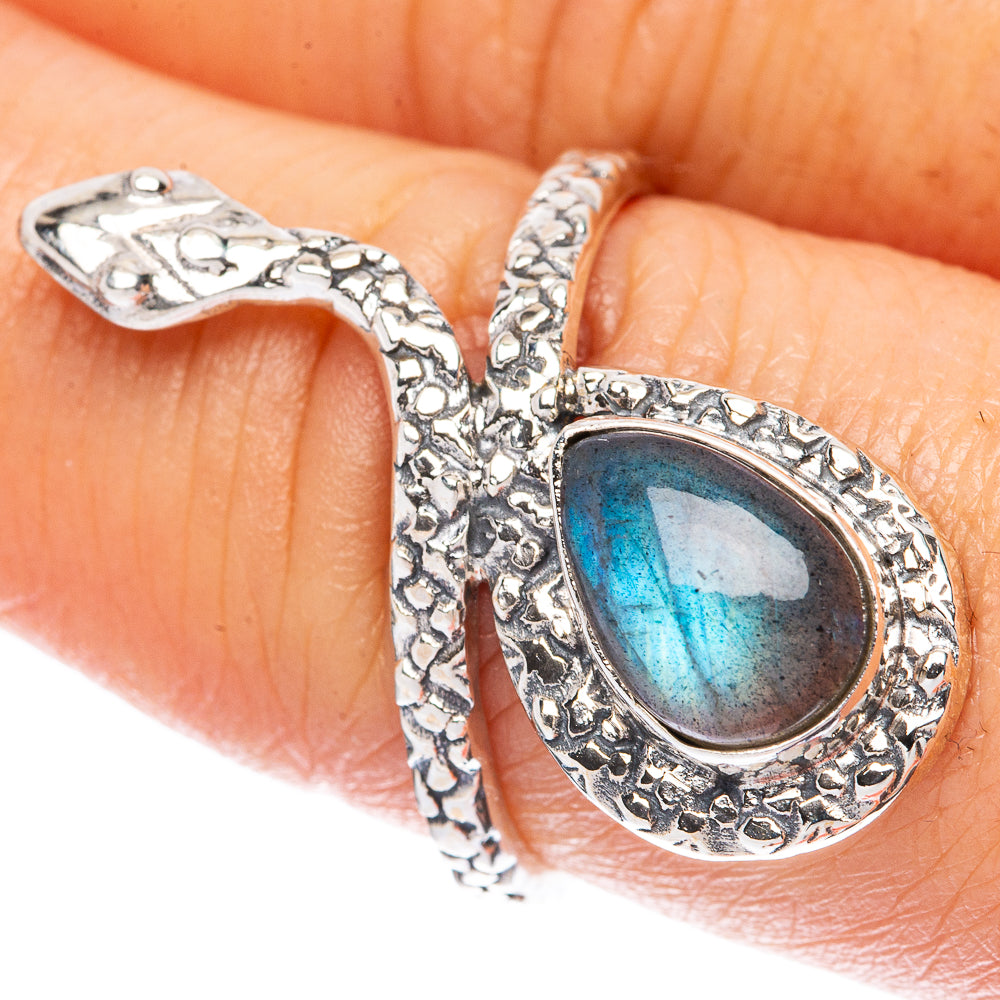Labradorite Snake Ring Size 8.25 (925 Sterling Silver) R3316