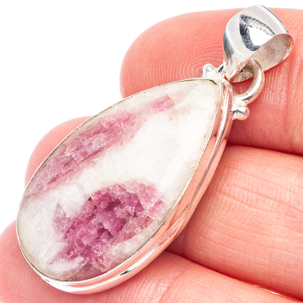 Pink Tourmaline In Quartz Pendant 1 5/8" (925 Sterling Silver) P44504