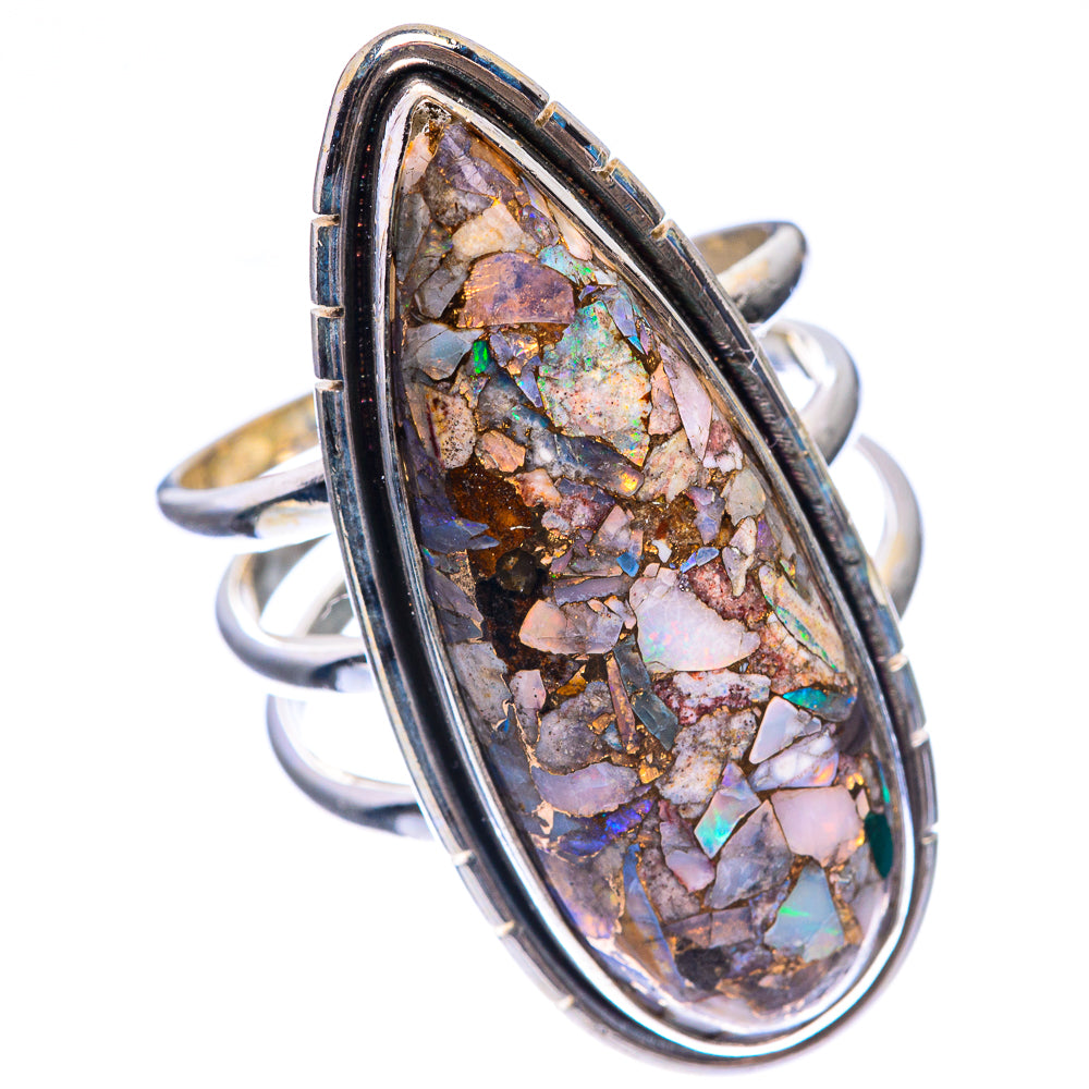 Large Copper Composite Rainbow Moonstone Ring Size 8.75 (925 Sterling Silver) RING143457