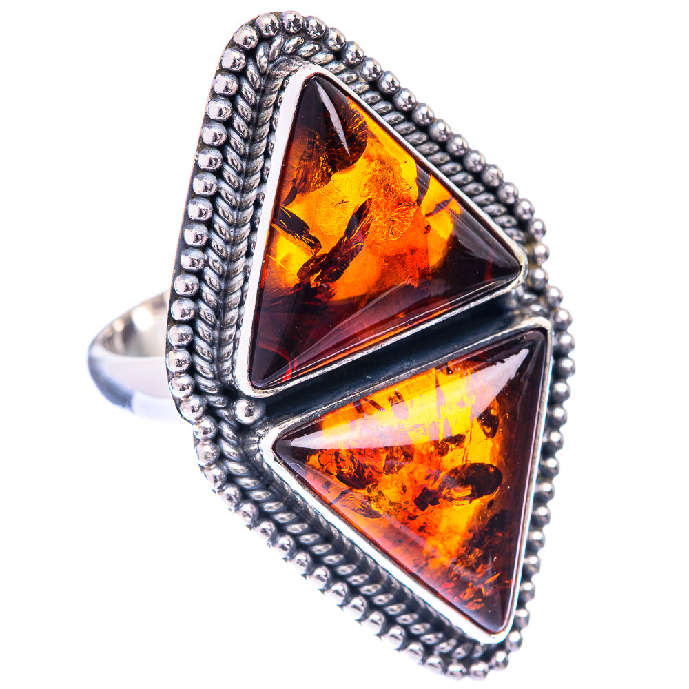 Large Baltic Amber Ring Size 6.75 (925 Sterling Silver) R141060