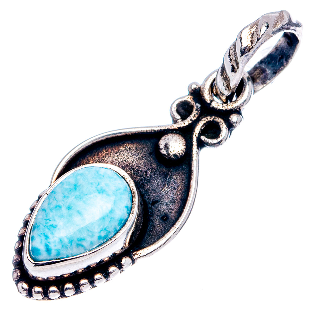 Larimar Dainty Pendant 1 1/8" (.925 Sterling Silver)
