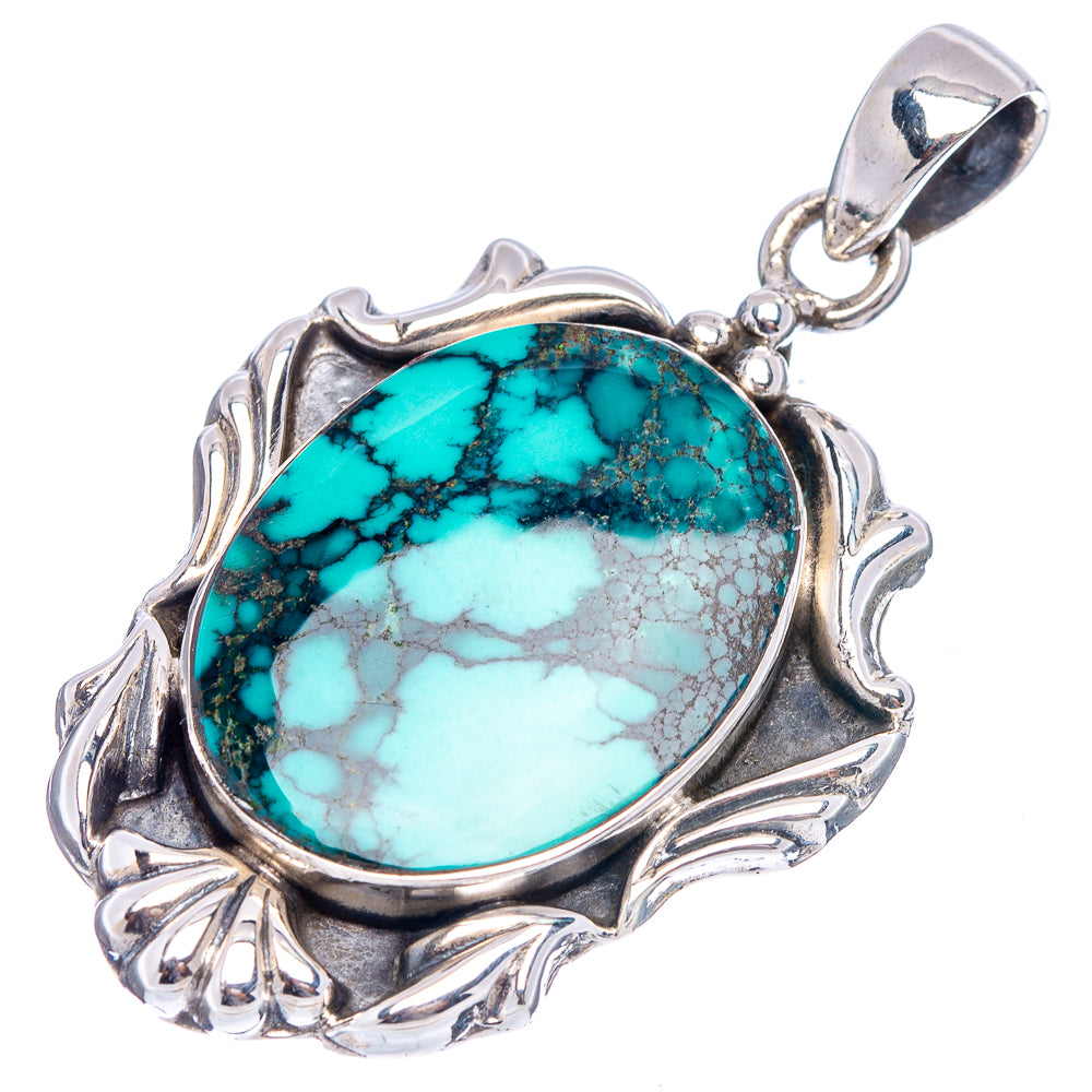 Rare Premium Tibetan Turquoise Pendant 1 3/4" (.925 Sterling Silver)