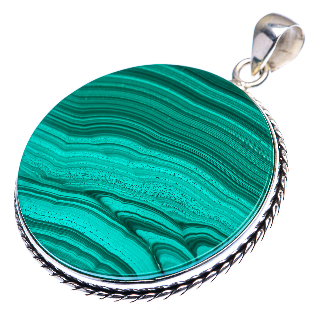 Malachite Coin Pendant 1 7/8" (925 Sterling Silver) PD38470