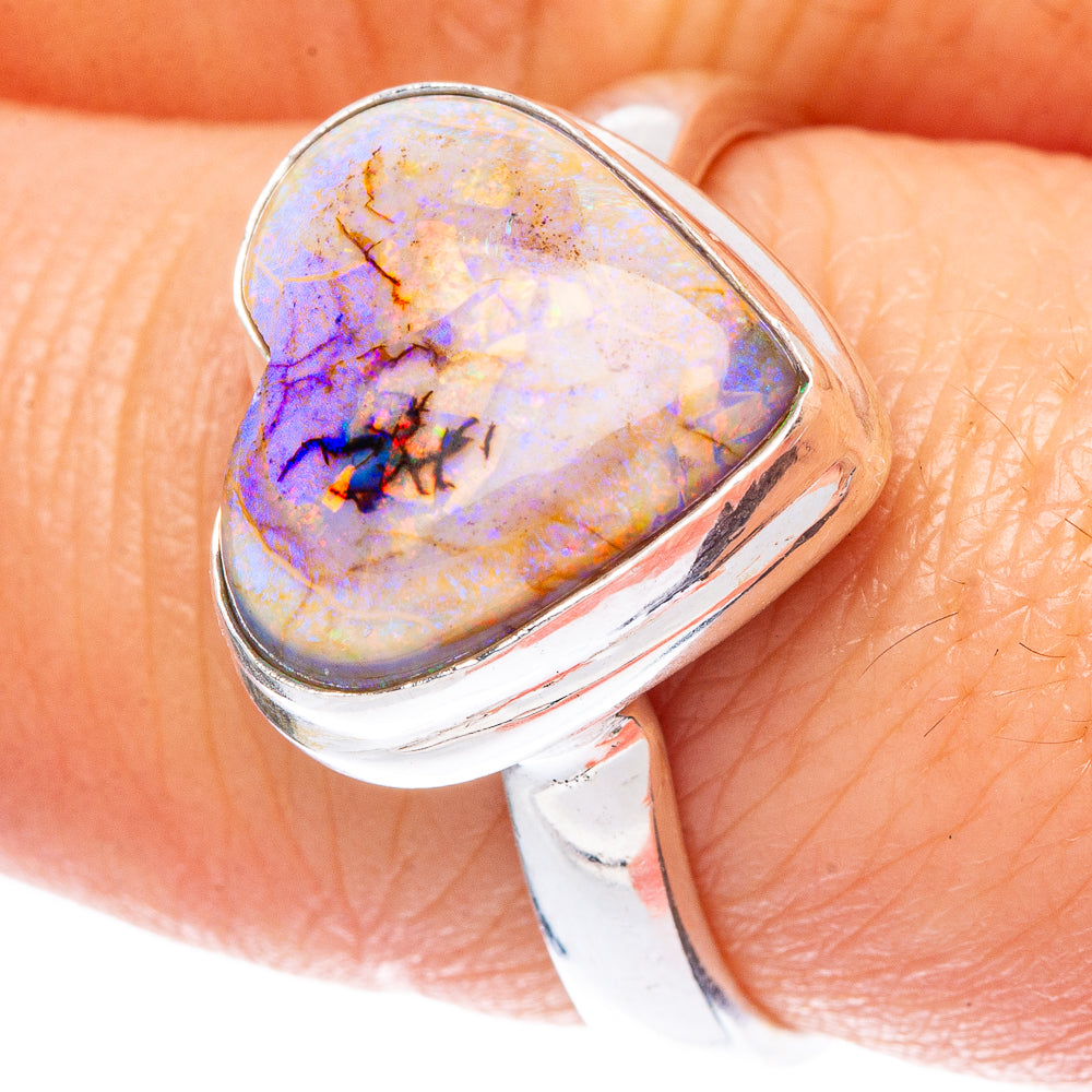 Rare Sterling Opal Heart Ring Size 8.25 (925 Sterling Silver) R2235