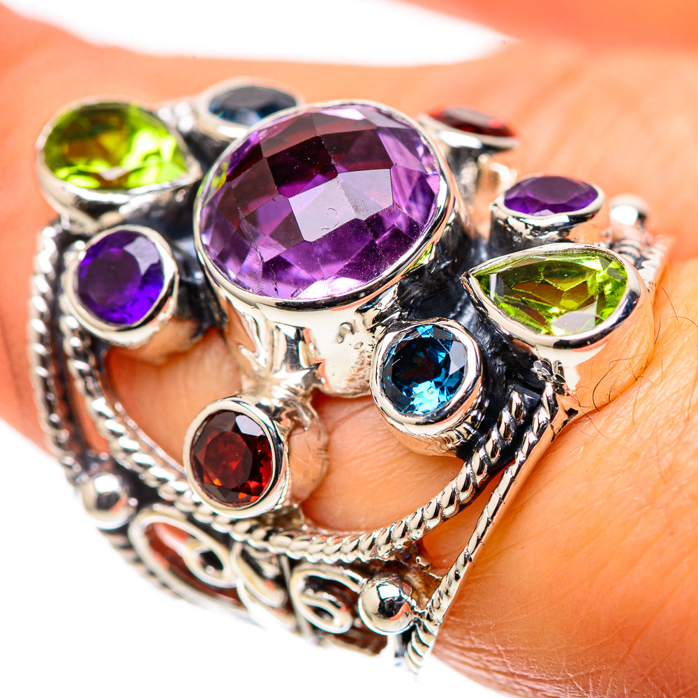 Signature Amethyst, Peridot, Blue Topaz, Garnet Ring Size 7.5 (925 Sterling Silver) RING138308