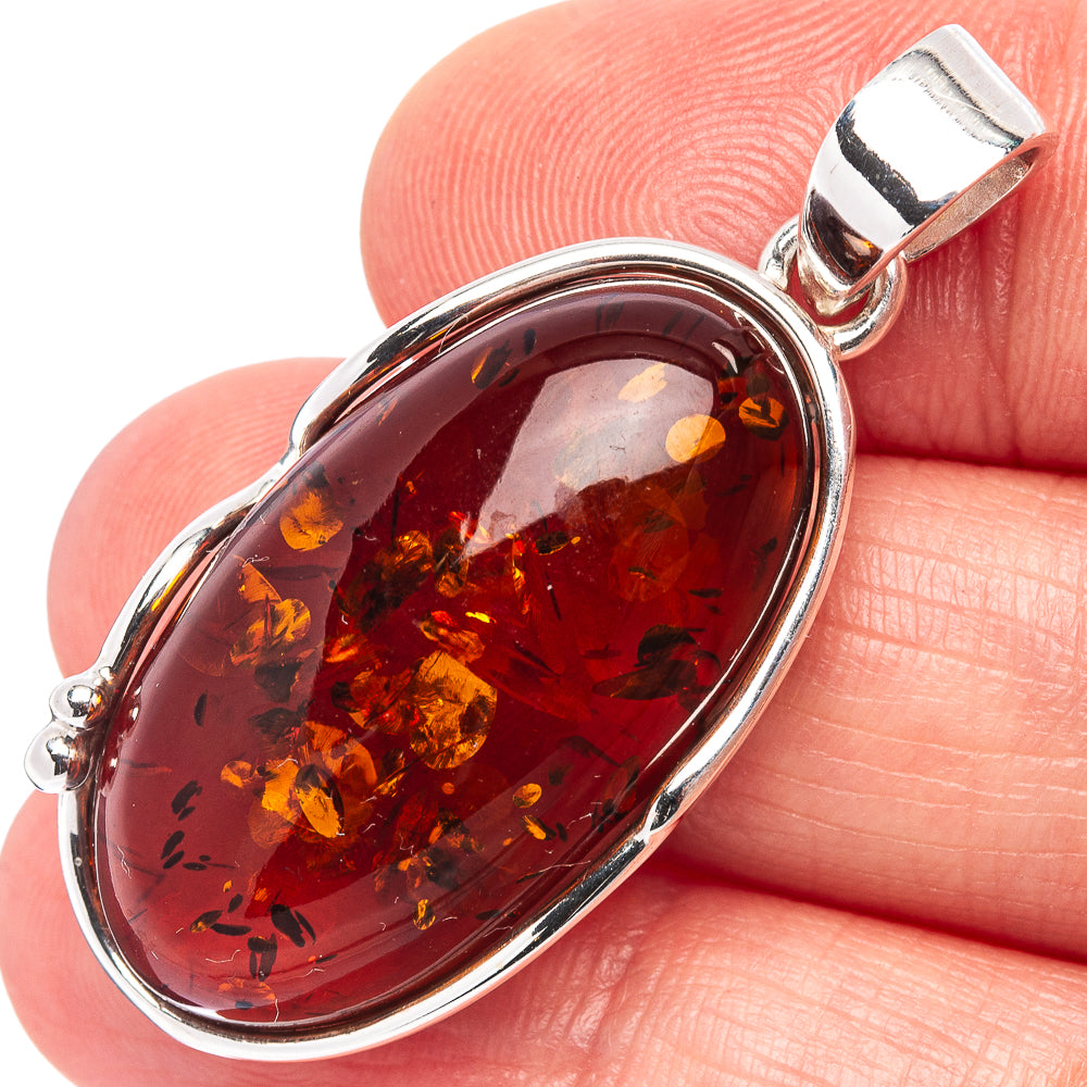 Baltic Amber Pendant 1 5/8" (.925 Sterling Silver)