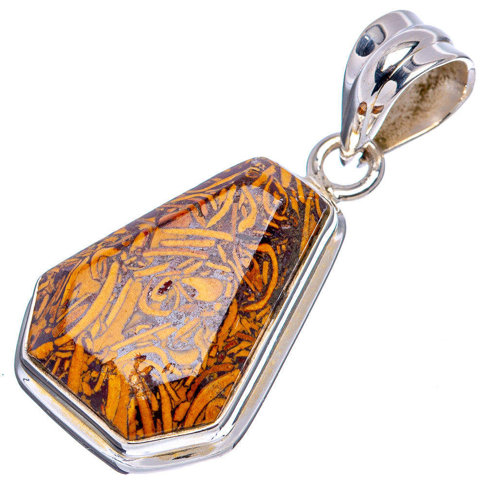 Coquina Fossil Jasper Pendant 1 3/8" (.925 Sterling Silver)