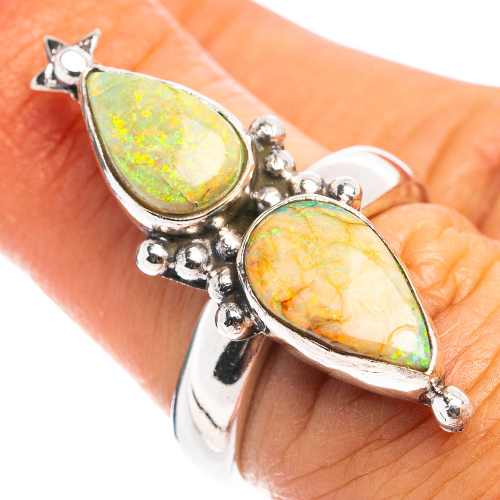 Rare Sterling Opal Ring Size 6 Adjustable (.925 Sterling Silver)