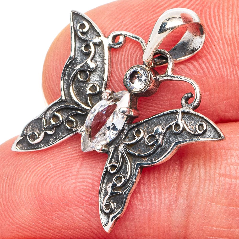Cubic Zirconia Butterfly Pendant 7/8" (925 Sterling Silver) P45544