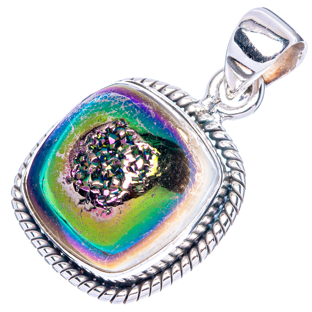 Titanium Druzy Pendant 1 1/8" (925 Sterling Silver) P42441