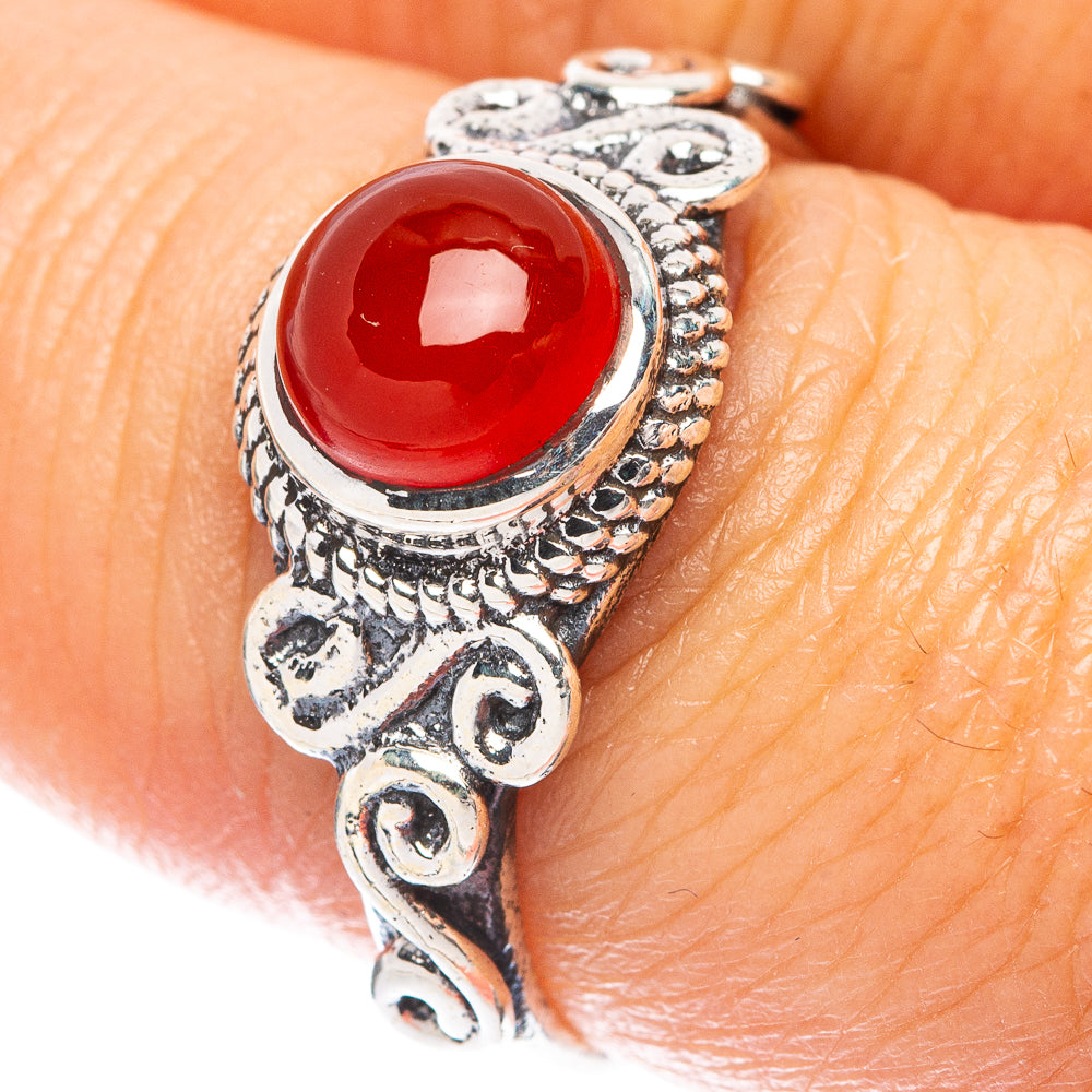 Carnelian Dainty Ring Size 7.75 (925 Sterling Silver) R5878