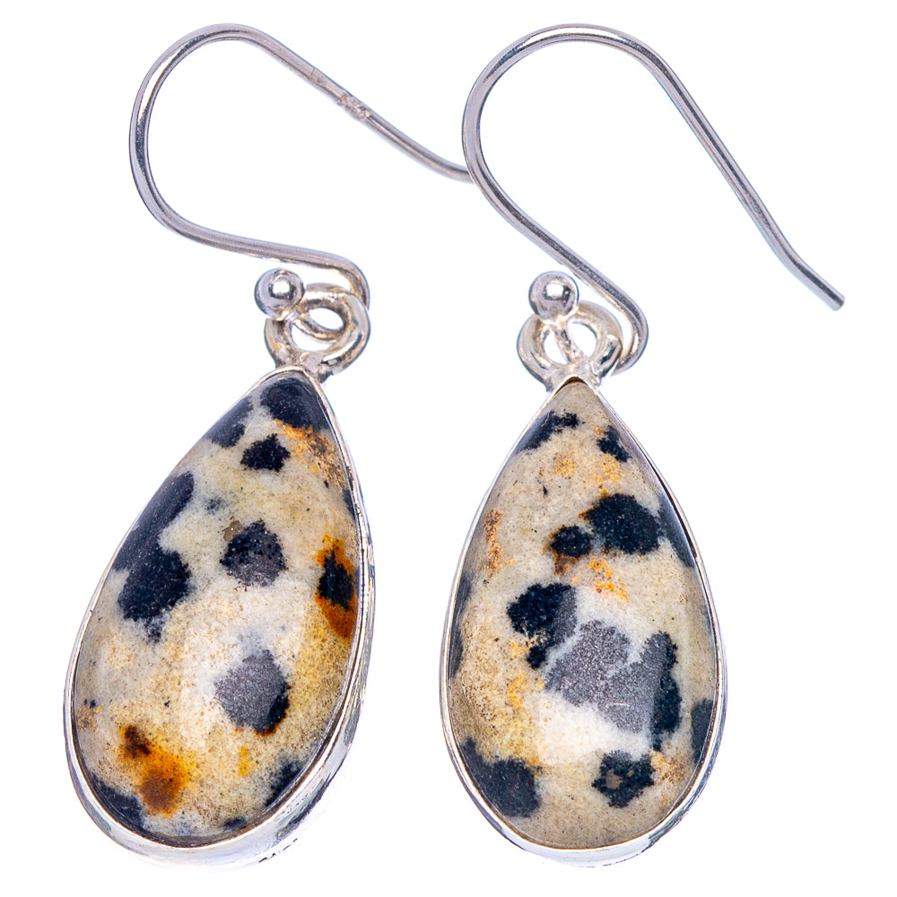 Dalmatian Jasper Earrings 1 3/8" (925 Sterling Silver) E1810