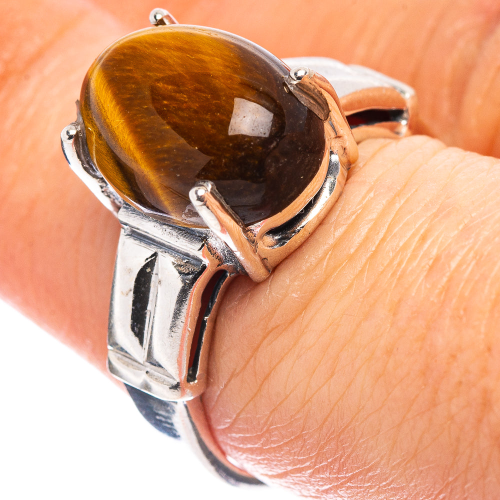 Tiger's Eye Filigree Style Ring Size 7.75 (.925 Sterling Silver)