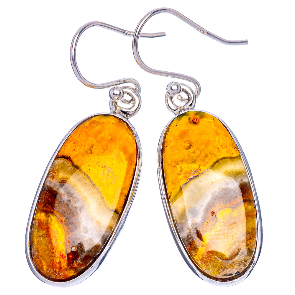 Bumble Bee Jasper Earrings 1 5/8" (925 Sterling Silver) E1154