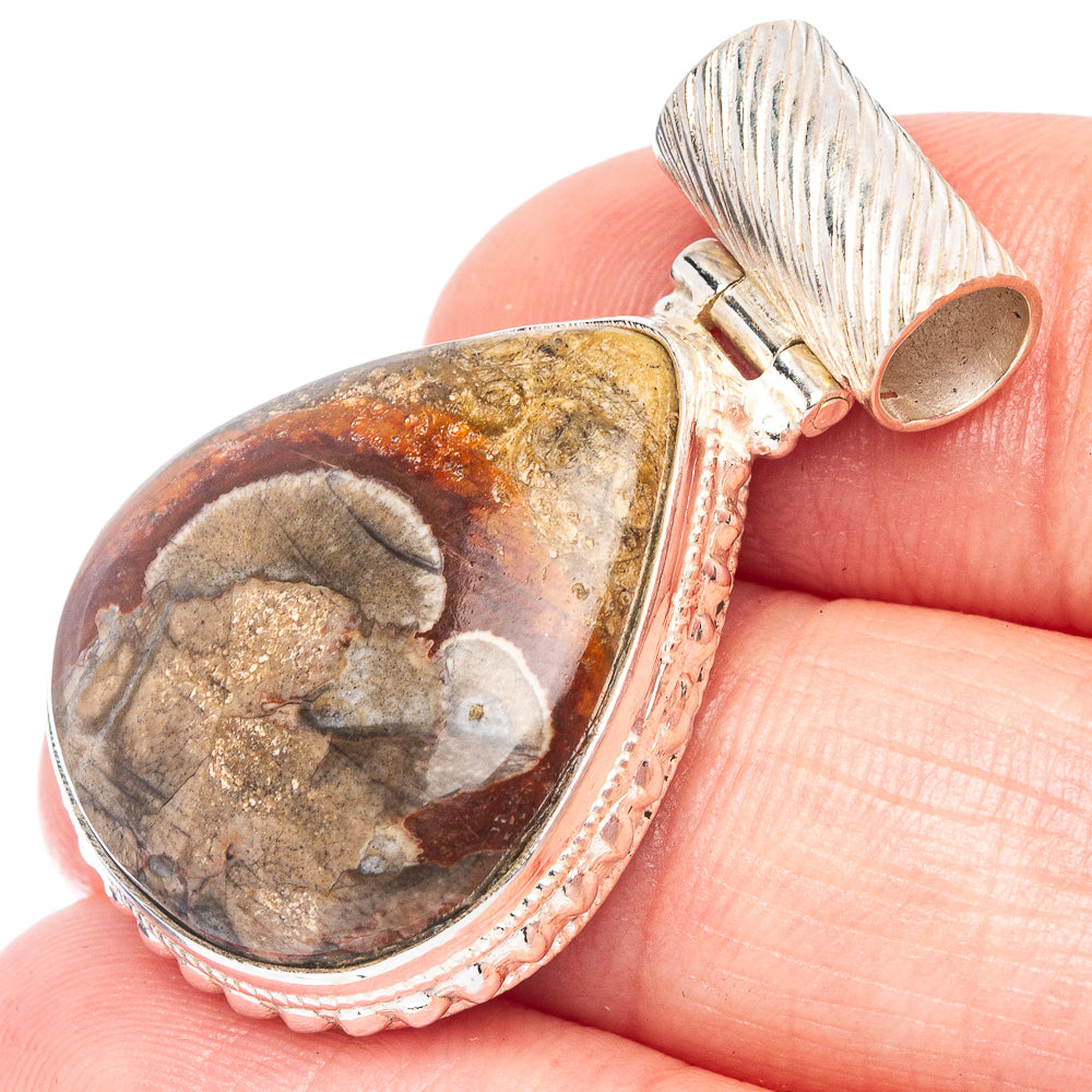 Mushroom Rhyolite Pendant 1 1/4" (925 Sterling Silver) P44575