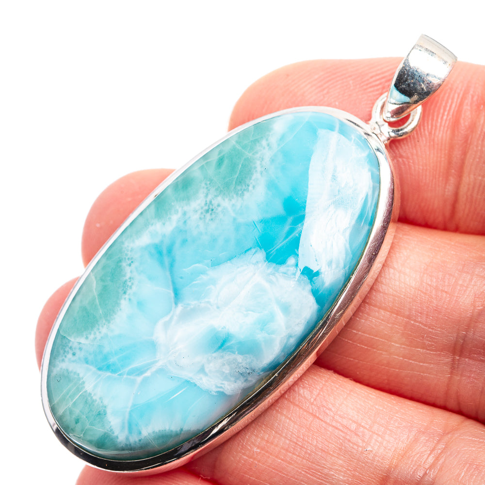 Larimar Pendant 2 1/8" (925 Sterling Silver) P38966