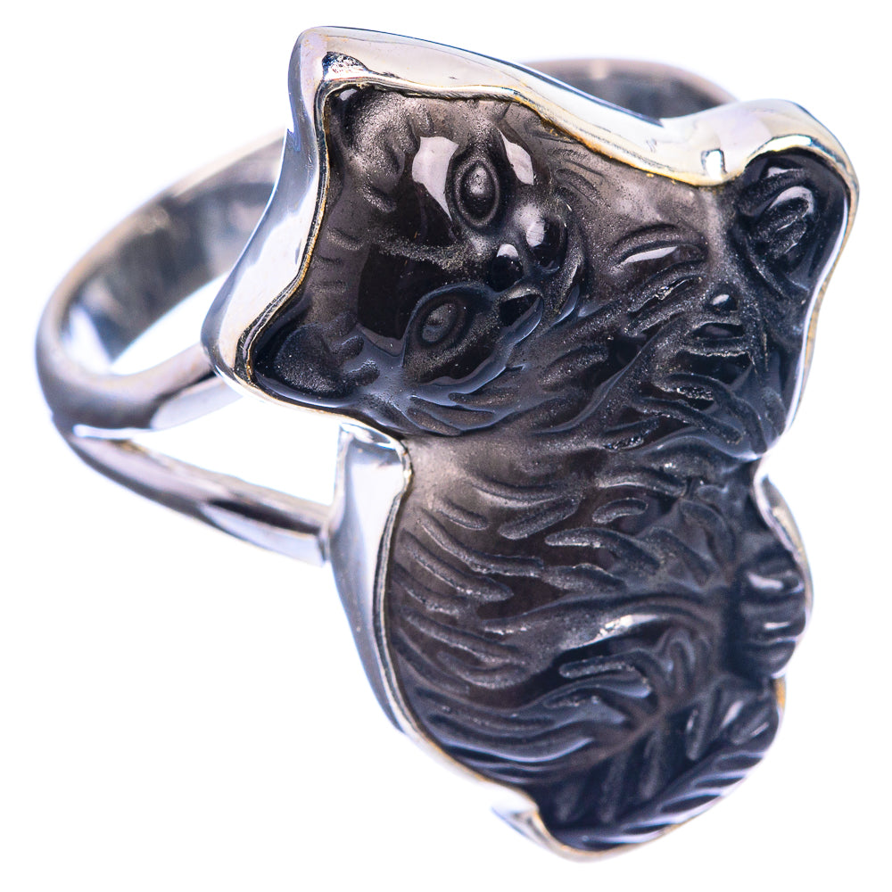 Black Onyx Cat Ring Size 8.75 (925 Sterling Silver) R143100