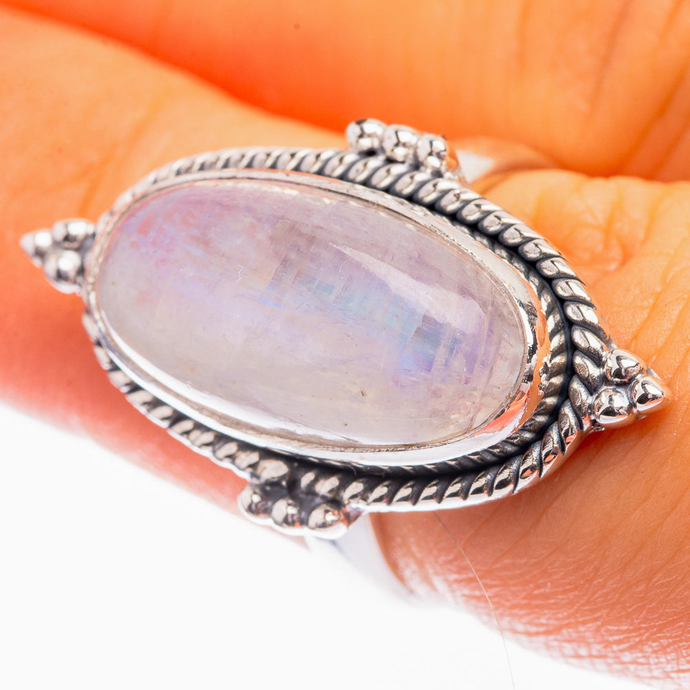 Rainbow Moonstone Ring Size 6..5 (925 Sterling Silver) R142087